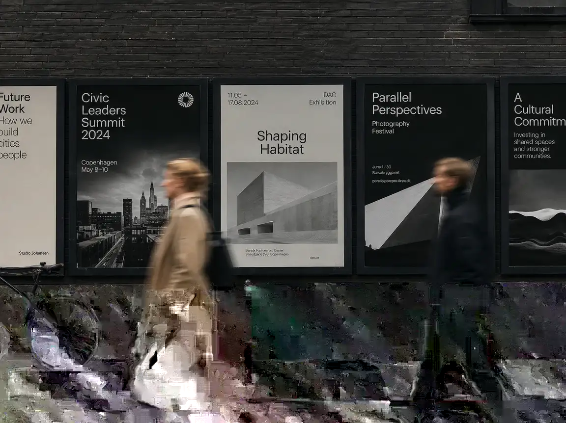 Campaign posters on a dark street wall in Copenhagen